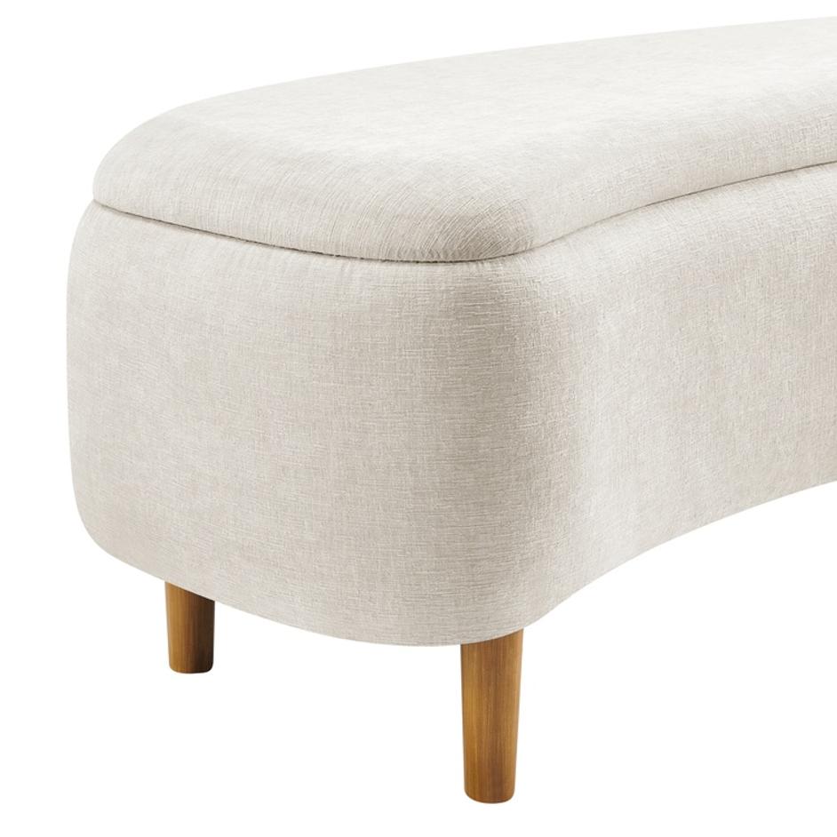 Leony Chenille Storage Bench, Seneca Beige  by New Pacific Direct