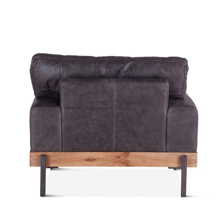 Portofino Distressed Antique Ebony Leather Armchair by Home Trends & Design