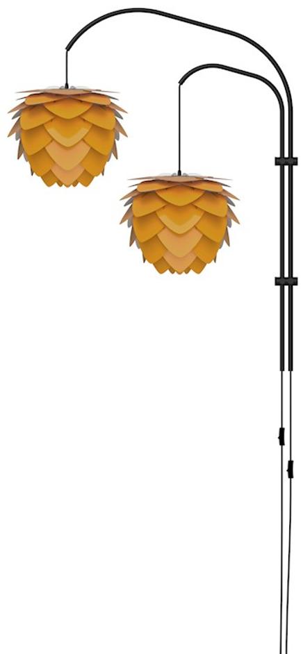 Aluvia Mini 2-Light Wall Lamp in Saffron with Black Wall Hanger by UMAGE