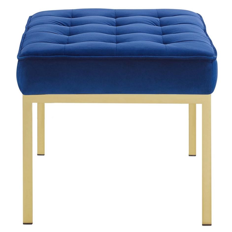 Garret Gold Stainless Steel Leg Medium Performance Velvet Bench In Gold Navy by Modway Furniture
