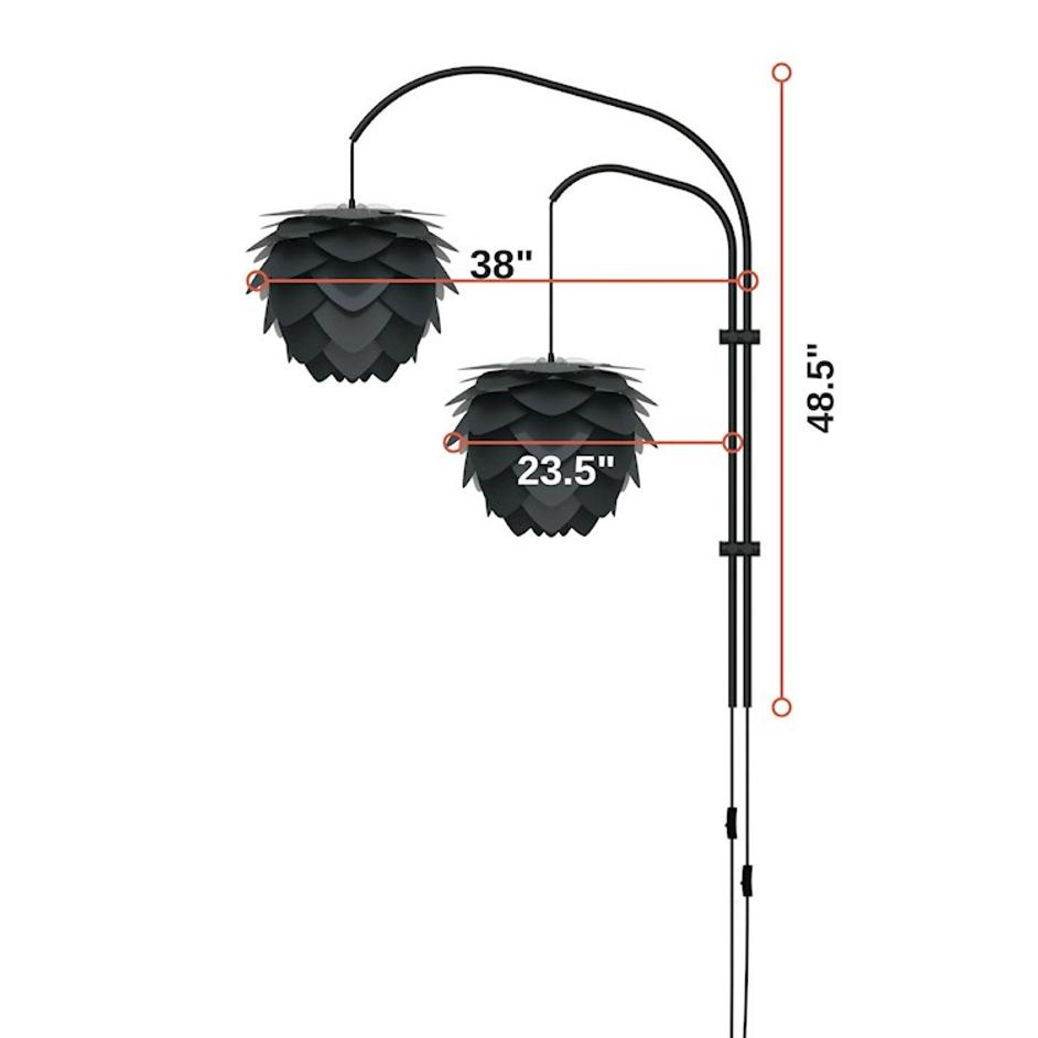 Aluvia Mini 2-Light Wall Lamp in Pearl with White Wall Hanger by UMAGE