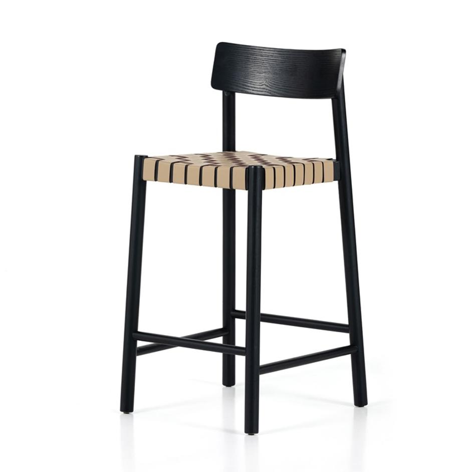 Heisler Stool In Almond Leathr Blnd In Counter by FOUR HANDS