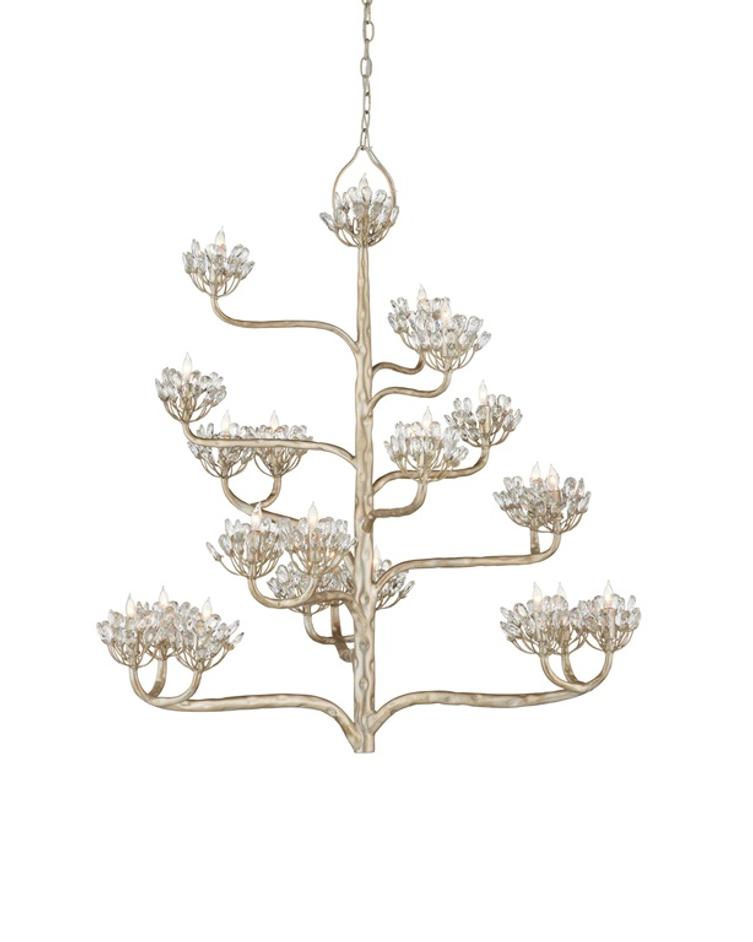 Agavé Americana Silver Chandelier In Contemporary Silver Leaf by Currey & Company