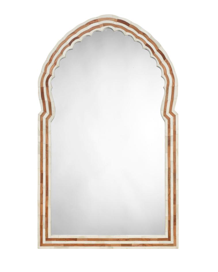 Bardot 40" Bone & Wood Arch Wall Mirror by Jamie Young