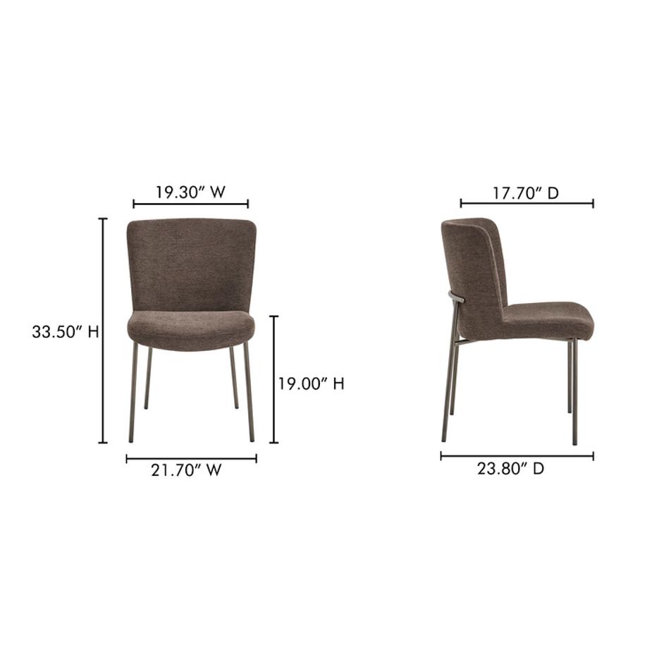 Early Dining Chair Dark Brown-Set Of Two by Moes Home