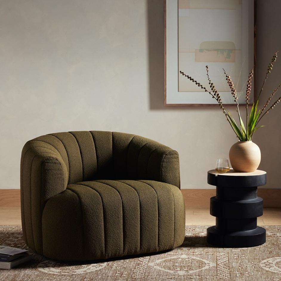 Elliana Swivel Chair - FIQA Boucle Olive by Four Hands