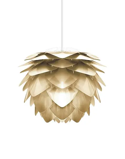 Silvia Hardwired Pendant in Brass Foil Finish with White Cord by UMAGE