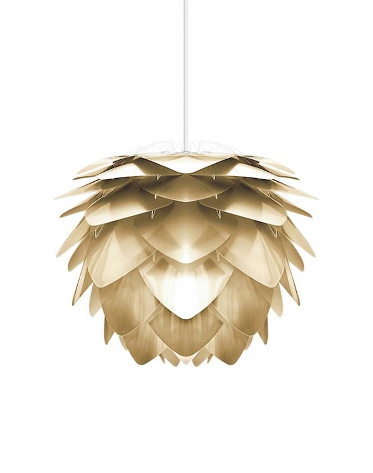 Silvia Hardwired Pendant in Brass Foil Finish with White Cord by UMAGE