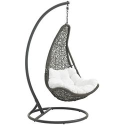 Subdue Outdoor Patio Swing Chair With Stand In Gray White by Modway Furniture