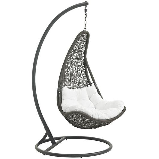 Subdue Outdoor Patio Swing Chair With Stand In Gray White by Modway Furniture