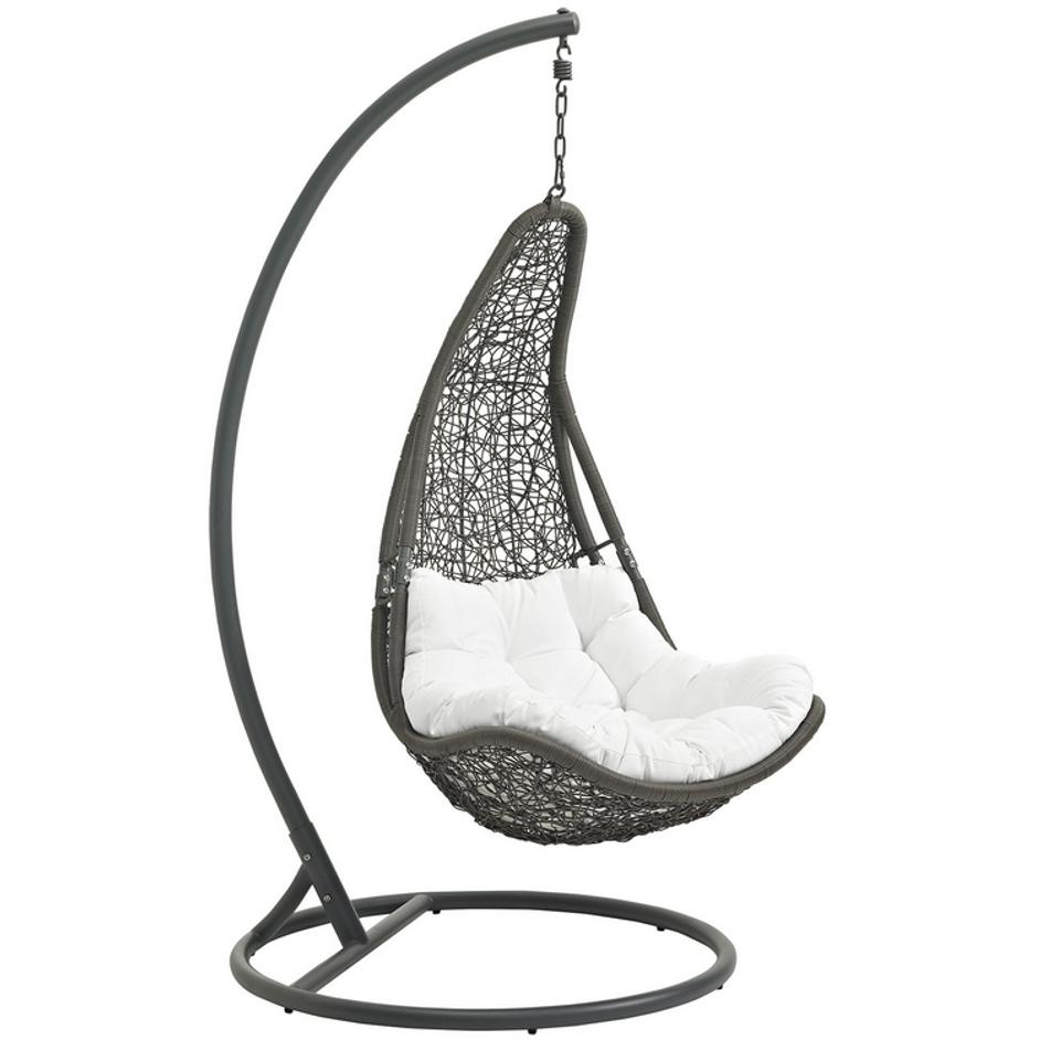Subdue Outdoor Patio Swing Chair With Stand In Gray White by Modway Furniture