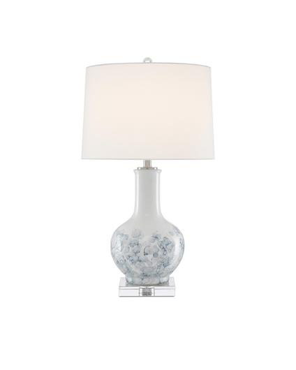 Myrtle Table Lamp In White & Blue & Clear & Polished Nickel by Currey & Company