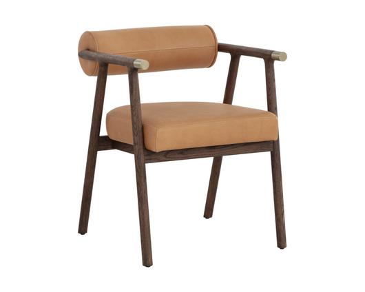 SOVA DINING ARMCHAIR - ANTIQUE BROWN - SAHARA CAMEL LEATHER by Sunpan