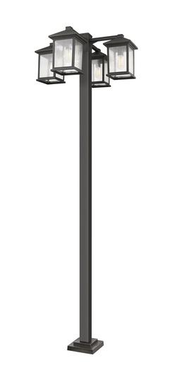 Portland 4 Light Outdoor Post Mounted Fixture in Oil Rubbed Bronze Finish by Z-Lite