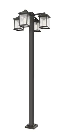 Portland 4 Light Outdoor Post Mounted Fixture in Oil Rubbed Bronze Finish by Z-Lite