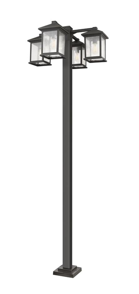 Portland 4 Light Outdoor Post Mounted Fixture in Oil Rubbed Bronze Finish by Z-Lite