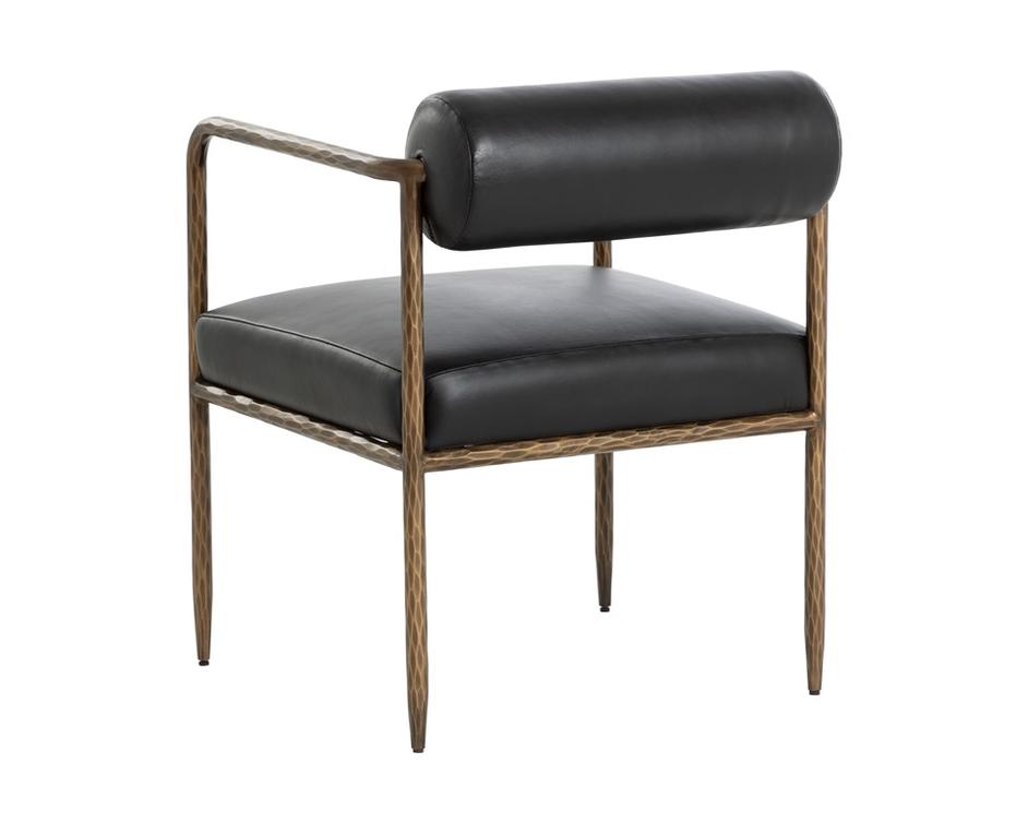 AJANI DINING ARMCHAIR - CHARCOAL BLACK LEATHER by Sunpan