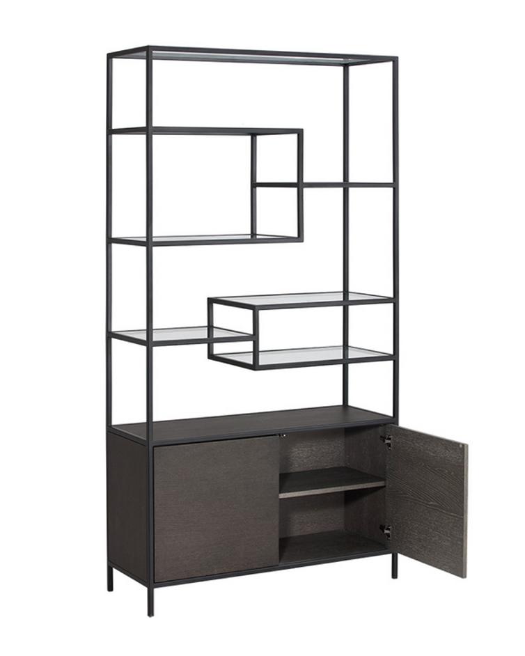Stamos Bookcase - Black - Charcoal Grey by Sunpan