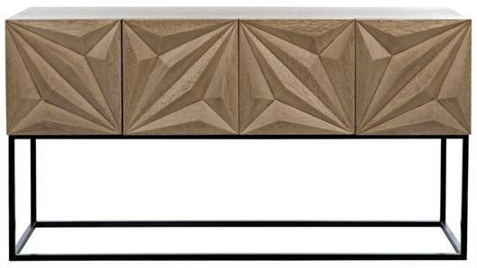 Zurich Bleached Walnut Console with Industrial Steel Frame by Noir Furniture