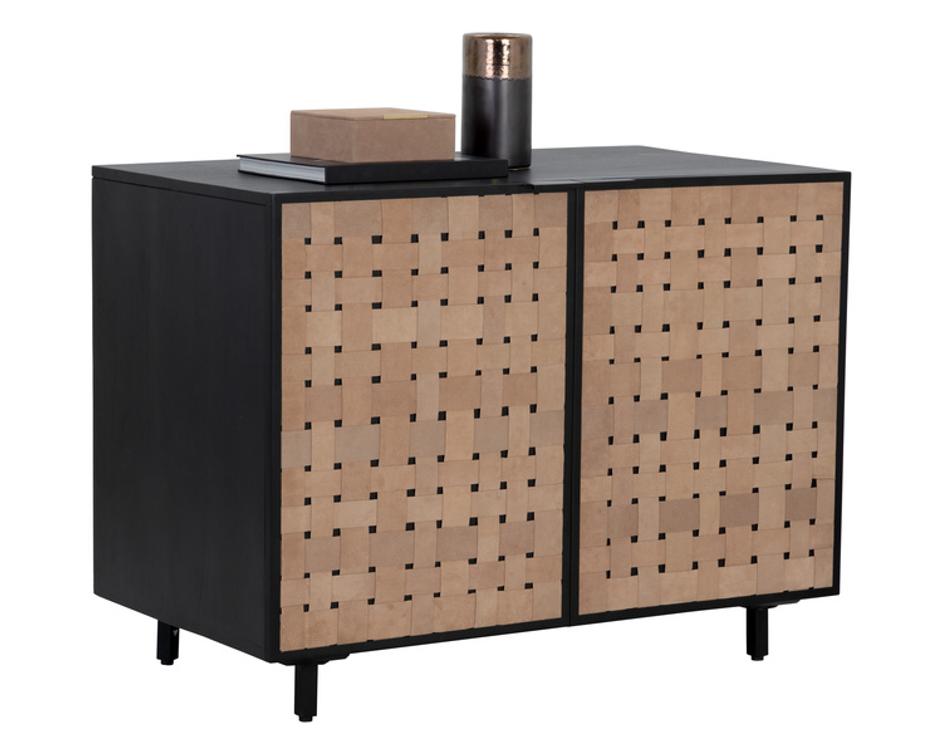 OMARI SIDEBOARD - SMALL - SUEDE LIGHT TAN LEATHER by Sunpan