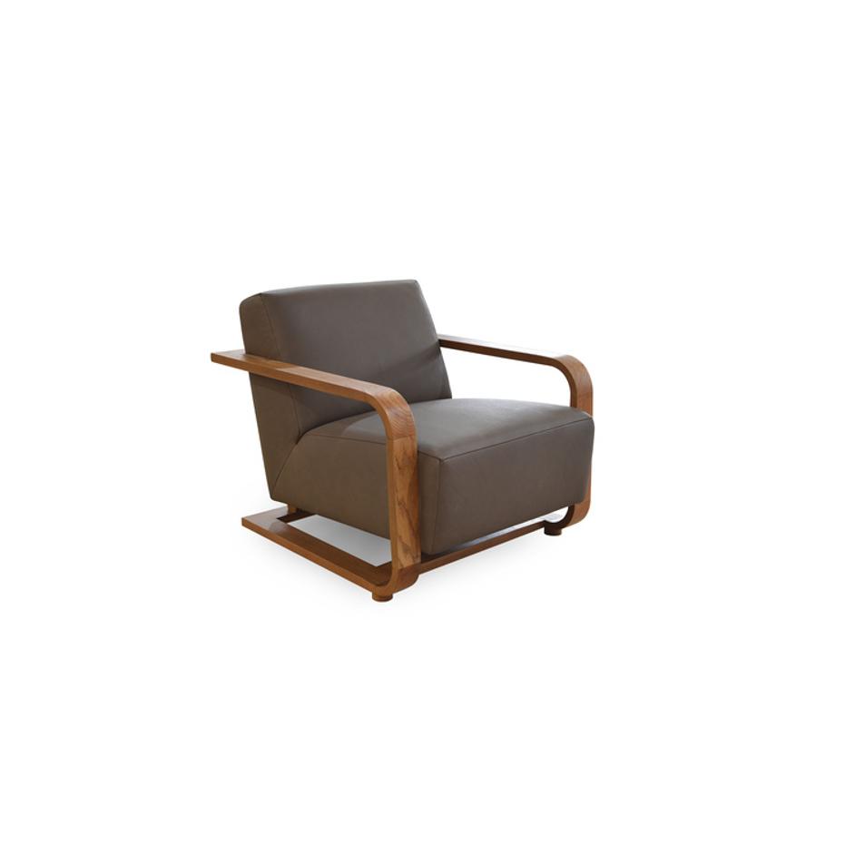 Eckersley Lounge Chair Cool Brown Leather by Moes Home