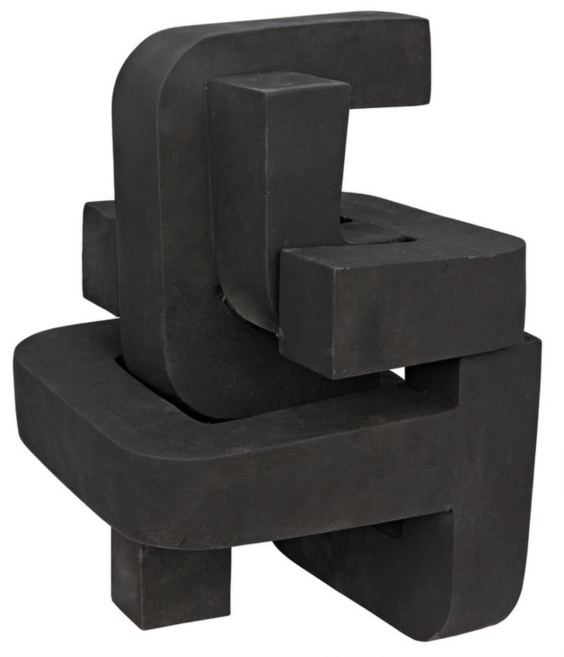 Curz Fiber Cement Sculpture in Black Finish by Noir Furniture