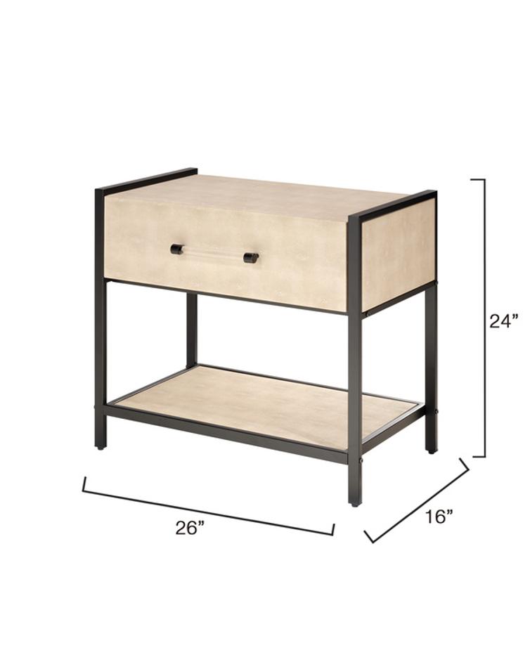 Cassius Faux Shagreen 1-Drawer Side Table, Taupe  by Jamie Young