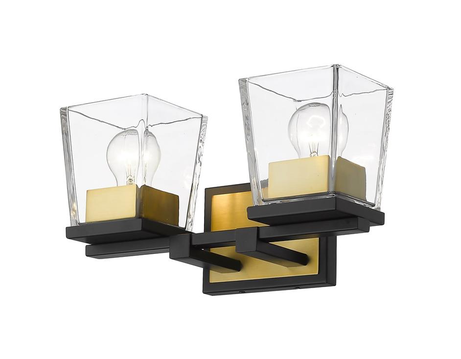 Bleeker Street 2 Light Vanity in Matte Black + Olde Brass Finish by Z-Lite