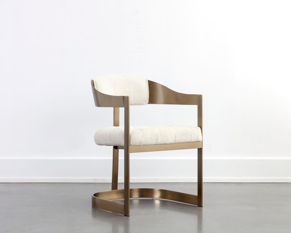 BEAUMONT DINING ARMCHAIR - ANTIQUE BRASS - RHEA LIGHT BARLEY by Sunpan