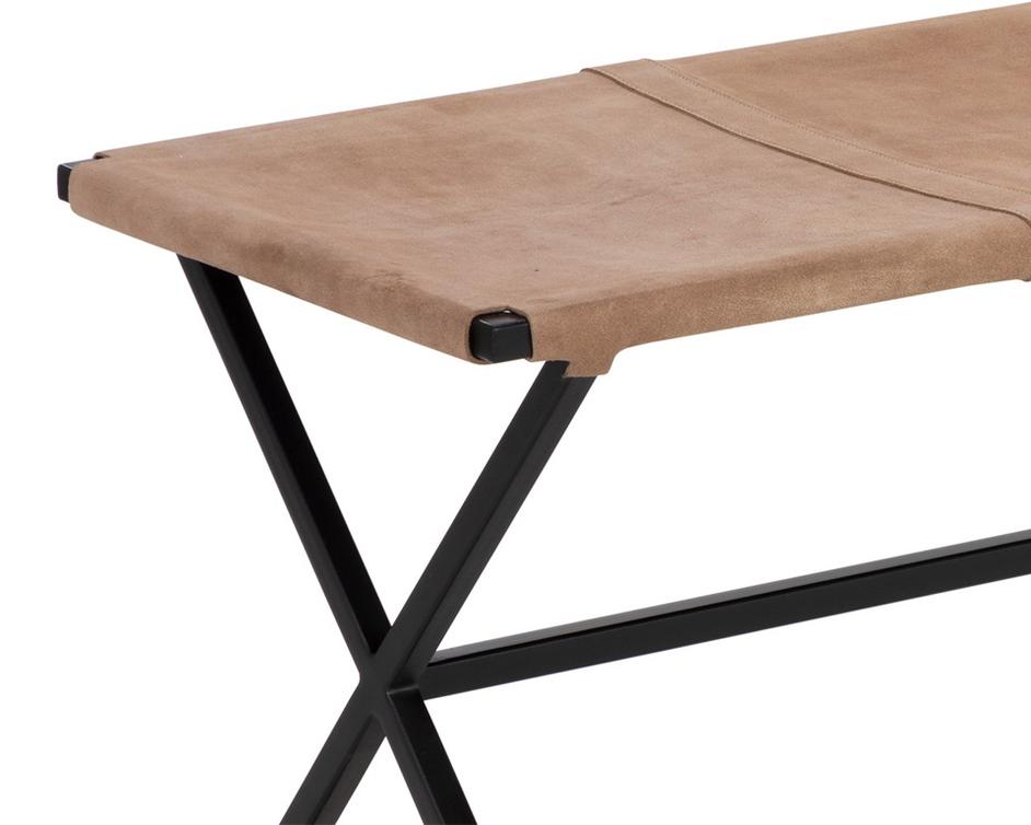 ELON BENCH - SUEDE LIGHT TAN LEATHER by Sunpan