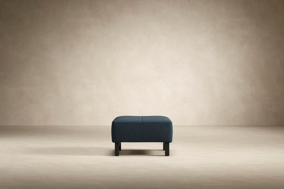 DELUXE EXCESS OTTOMAN in MIXED DANCE BLUE FABRIC WITH Dark Wood LEGS 528 by INNOVATION USA