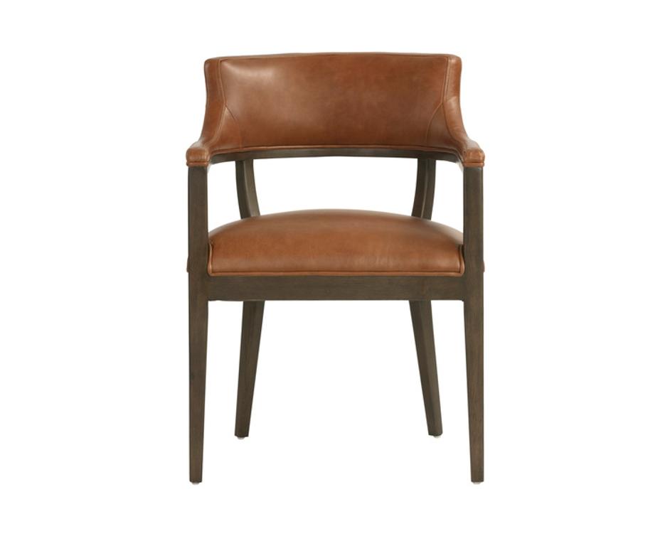 BRYLEA DINING ARMCHAIR - BROWN - SHALIMAR TOBACCO LEATHER by Sunpan
