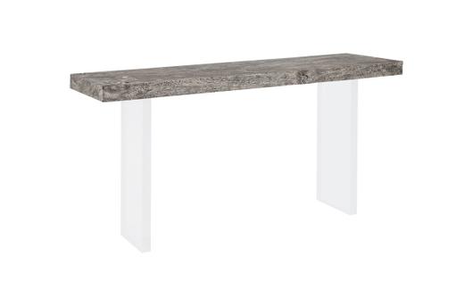 Floating Console Table, Gray Stone Finish, Acrylic Legs by PHILLIPS COLLECTION
