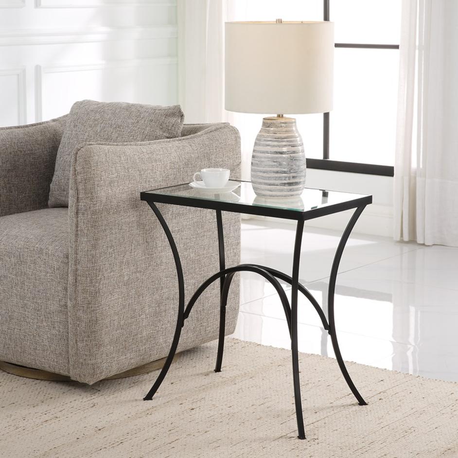 Alayna Black Metal & Glass End Table by Uttermost