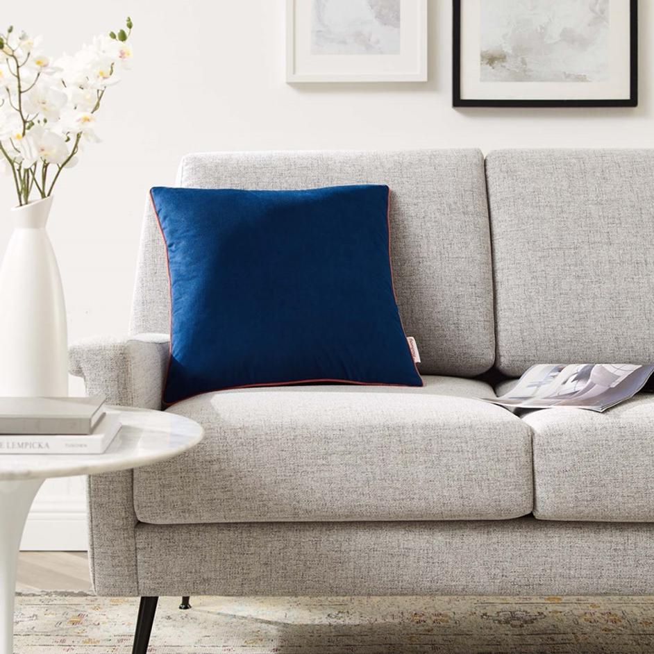 Fahim 18" Performance Velvet Throw Pillow In Navy Blossom by Modway Furniture