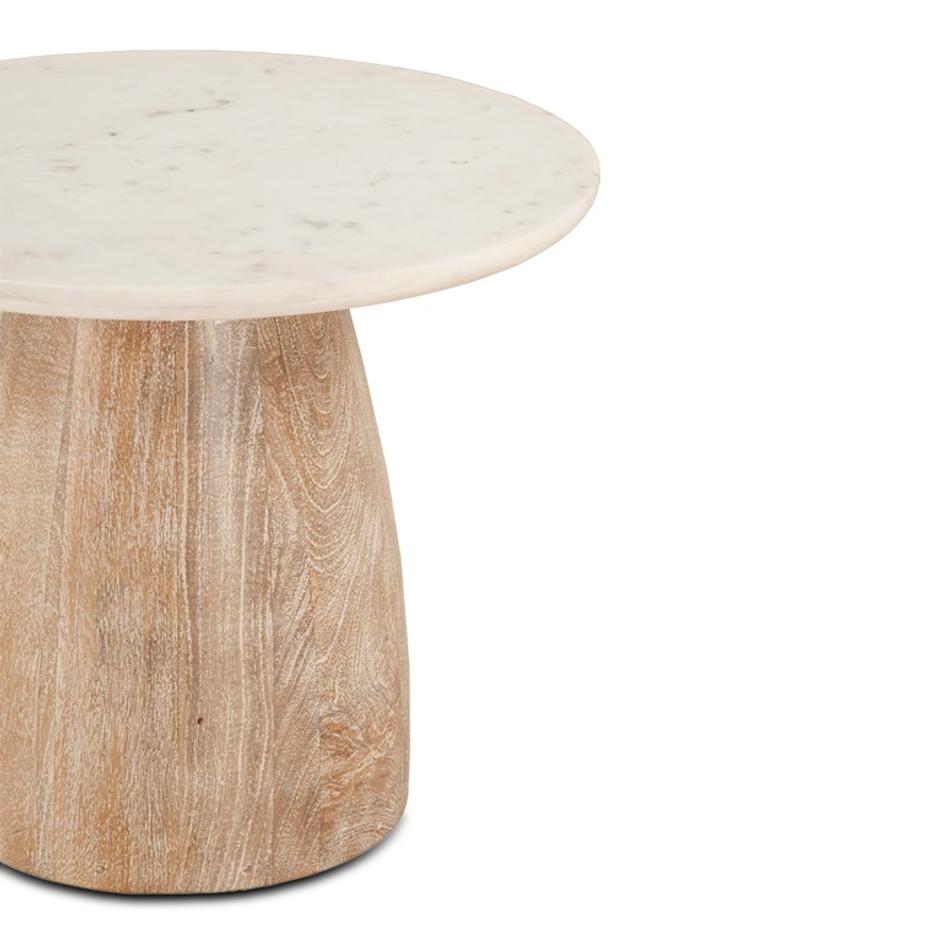 Palm Springs 48" Round Side Table, Mod Base, White Marble by Home Trends & Design