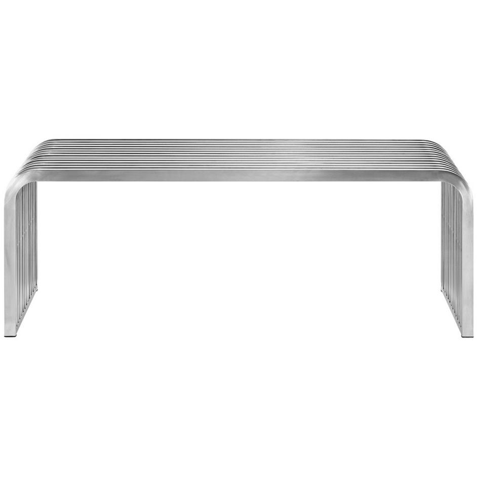 Hartin 47" Stainless Steel Bench In Silver by Modway Furniture