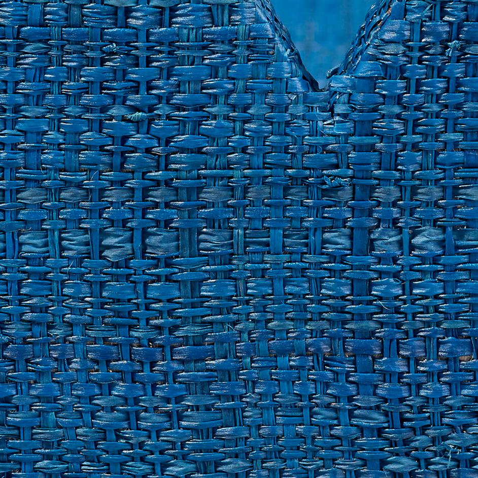 Wonderland Scalloped Small Decorative Raffia Tray, Indigo by Jamie Young