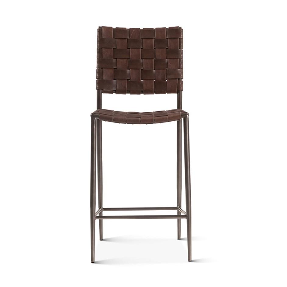 Copenhagen 17" Buffalo Leather and Iron Counter Chair, Brown by Home Trends & Design