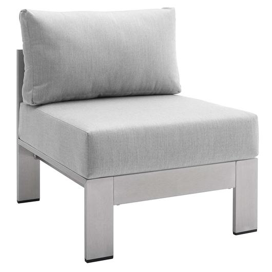 Nantucket Sunbrella® Fabric Aluminum Outdoor Patio Armless Chair In Silver Gray by Modway Furniture