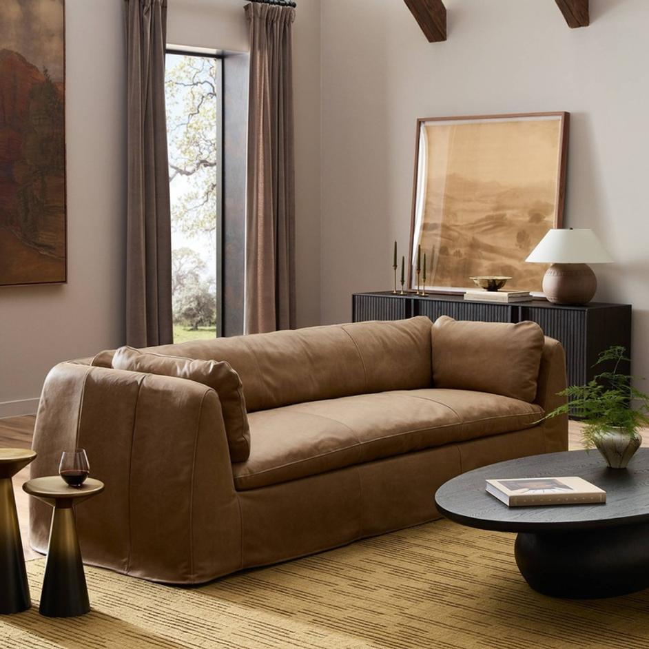 Iggy Slipcover Sofa-98" In Palermo Drift And Sienna Brown by Four Hands