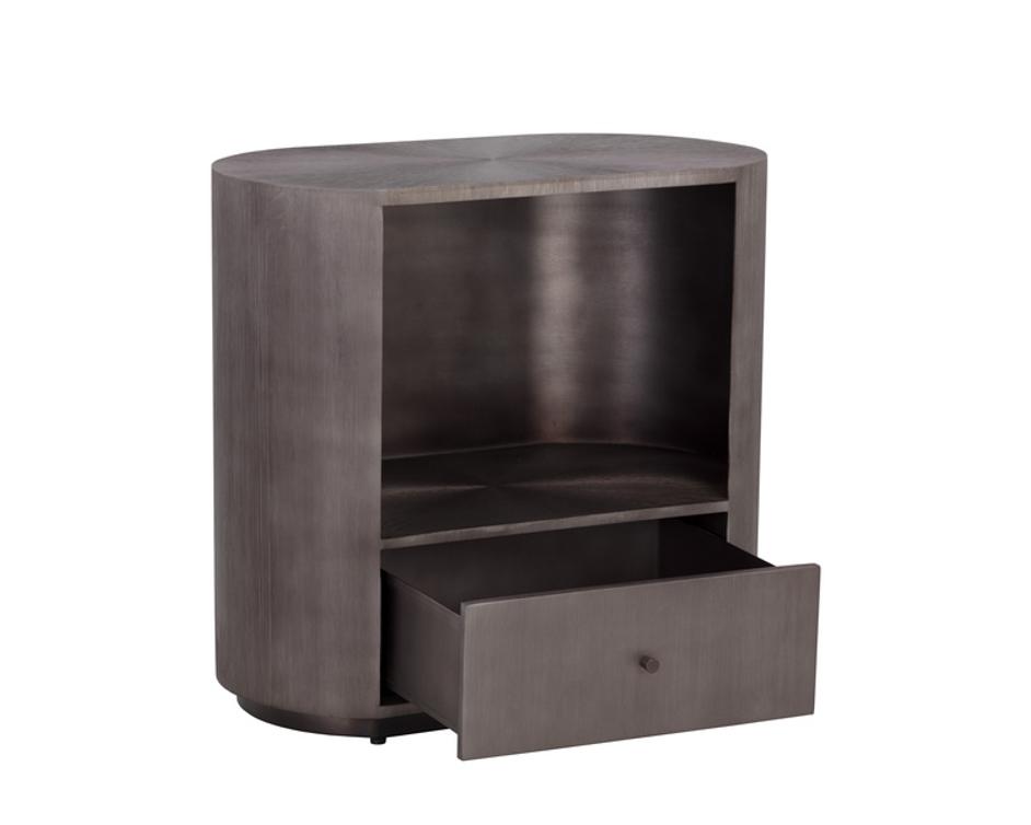 SIENA NIGHTSTAND - OVAL - GUNMETAL by Sunpan