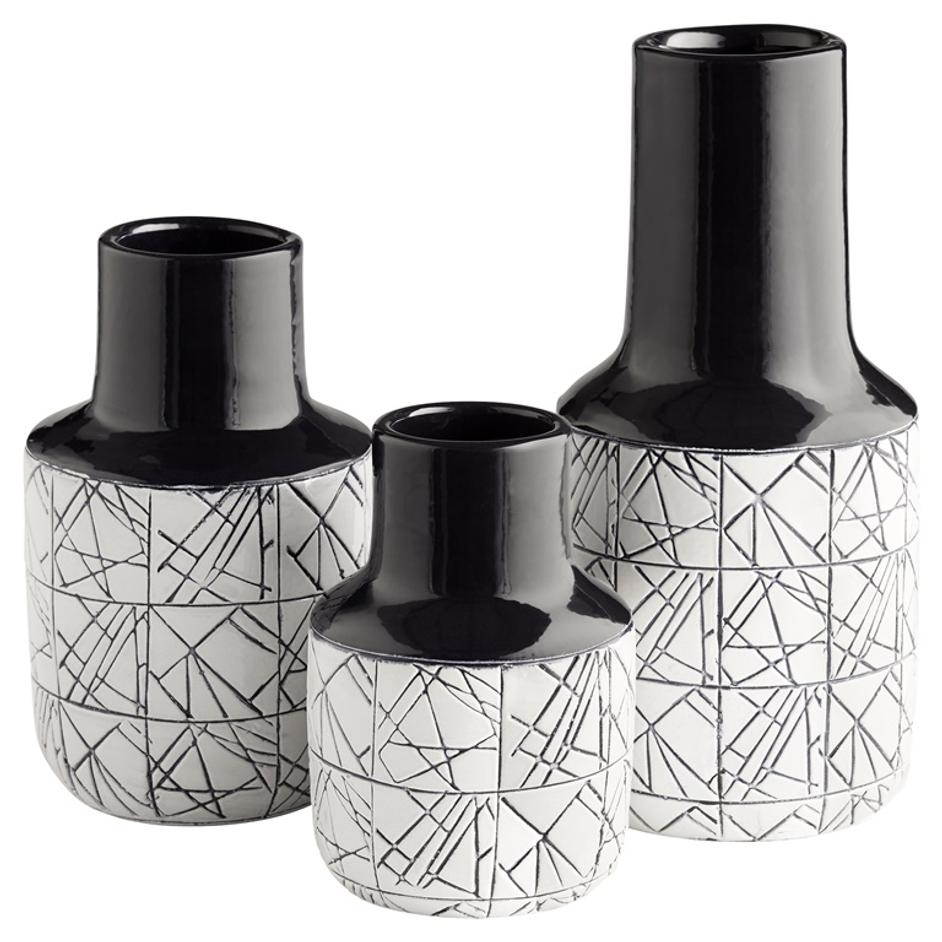 Medium Dark Zenith Vase in Blue and White by Cyan Design