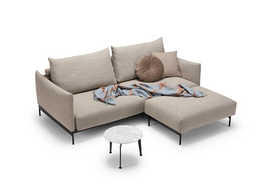 MALLOY SOFABED in KENYA GRAVEL FABRIC WITH Black Metal LEGS 579 by INNOVATION USA