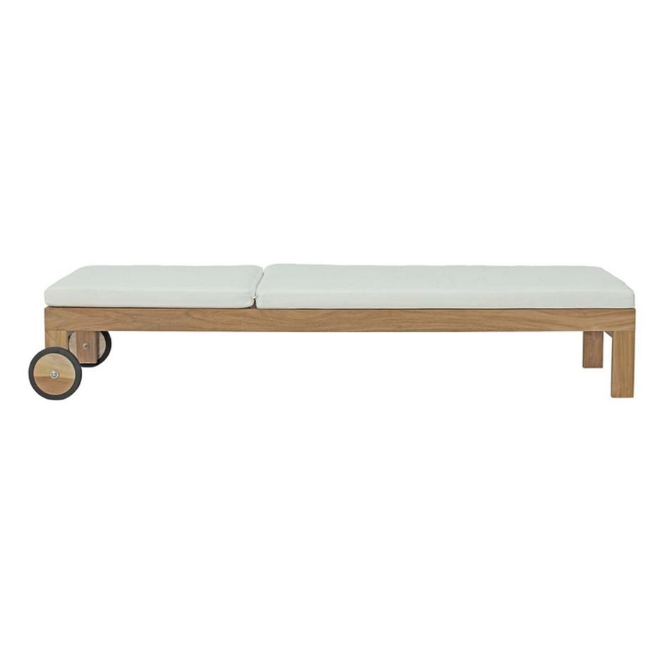 Sunbury Outdoor Patio Teak Chaise In Natural White by Modway Furniture