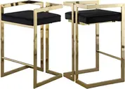 Winifred Stool In Black Velvet and Gold by Meridian Furniture