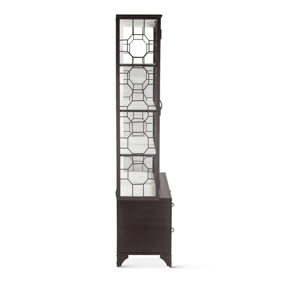 Pompei 37" Iron and Glass Cabinet, Matte Black by Home Trends & Design