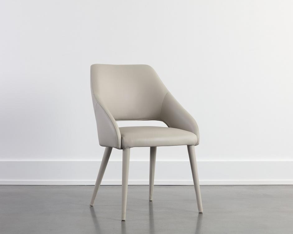GALEN DINING ARMCHAIR - LINEA LIGHT GREY LEATHER by Sunpan