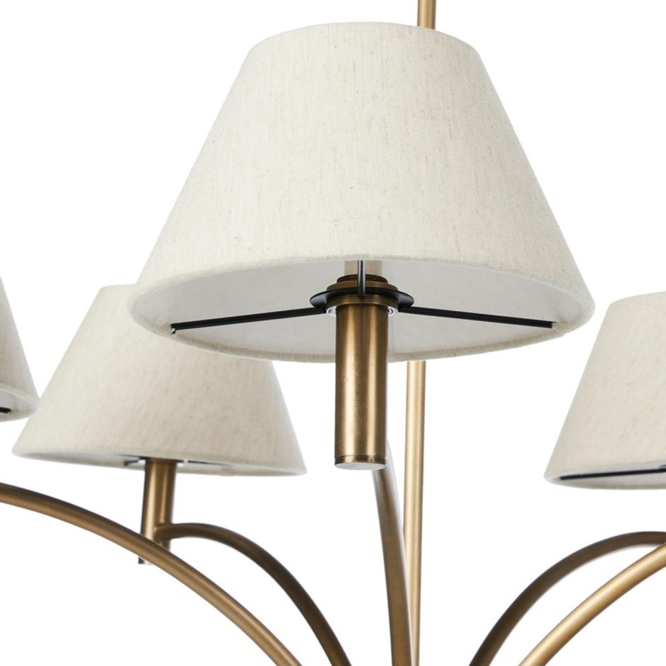 Linus Chandelier In Aged Brass Iron-Oatmeal Linen by Four Hands