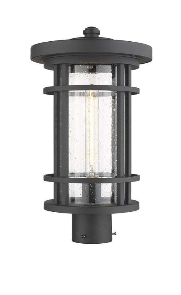 Jordan 1 Light Outdoor Post Mount Fixture in Black Finish by Z-Lite